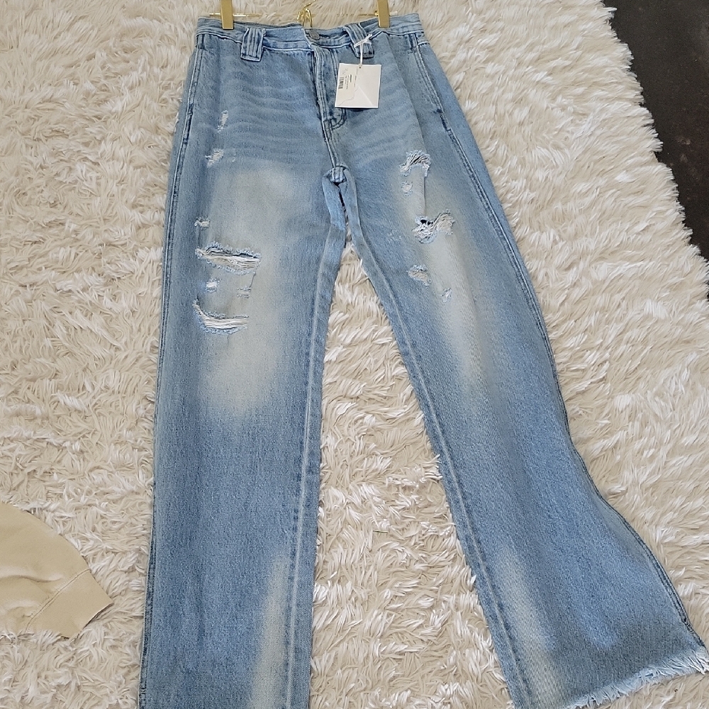 KanCan Blue Straight Leg Jeans with Vintage Fade
